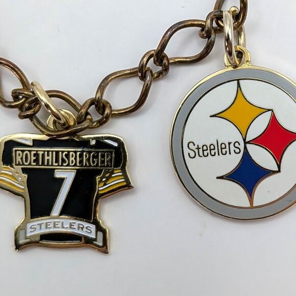 Y2K Pittsburgh Steelers NFL Football Charm Bracelet Roethlisberger Ward Polamalu - Picture 2 of 9